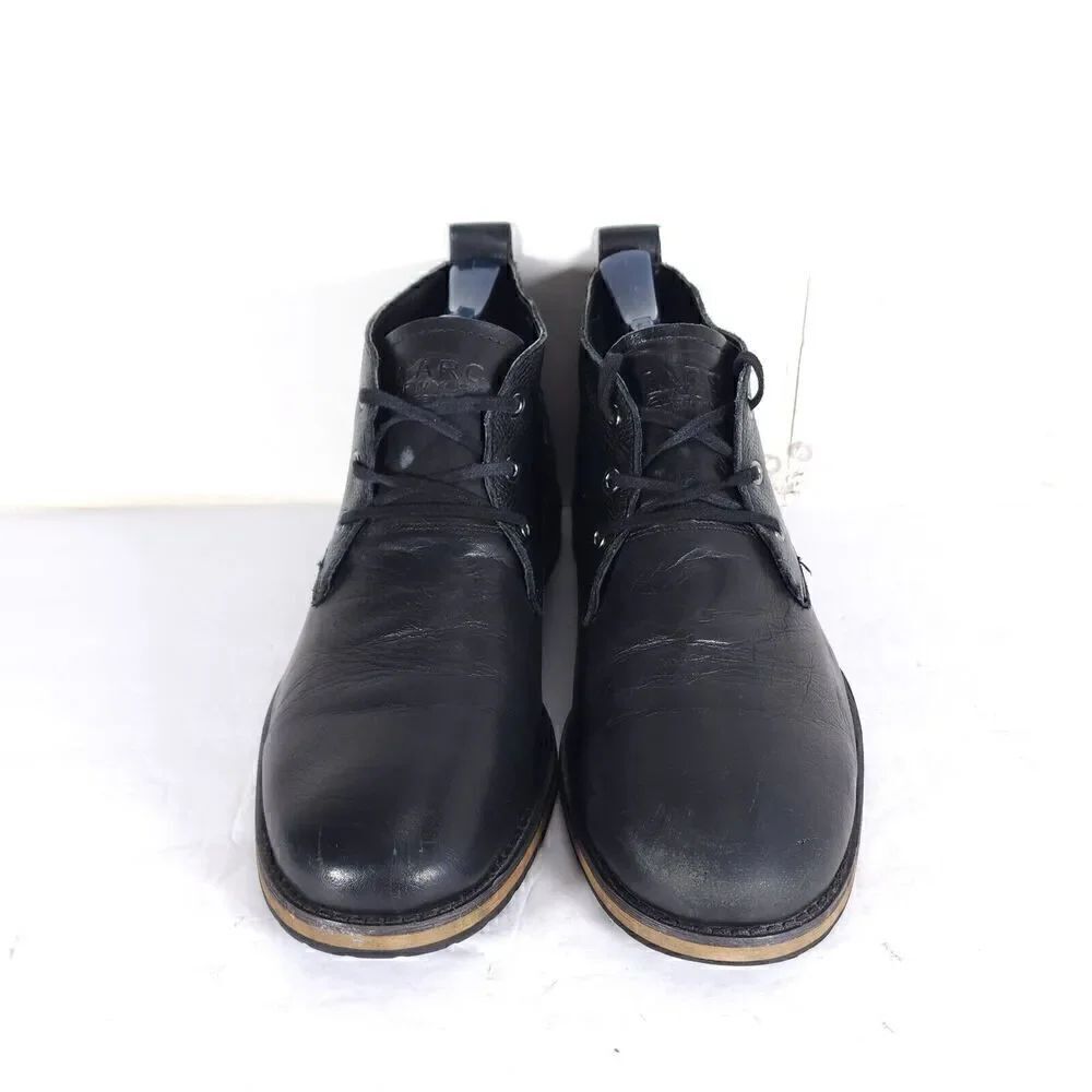 Andrew Marc Men's Nykanel US 11 Black Leather Lace-Up Ankle Chukka Boots - Picture 3 of 14